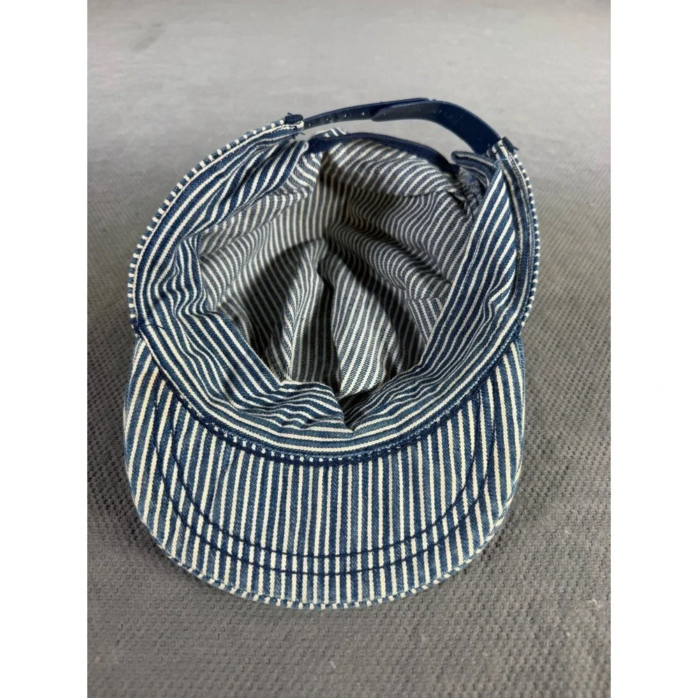 OshKosh Bgosh Engineer Hat Blue White Hickory Stripe Snapback Train Work Cap